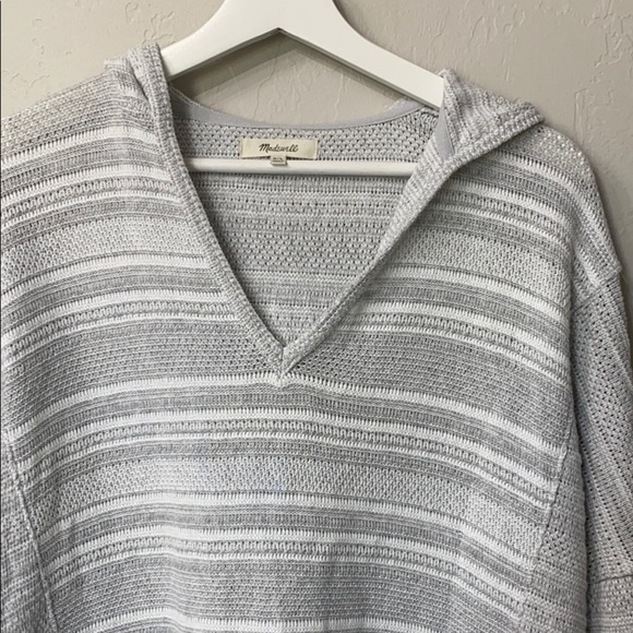 Madewell grey striped pop over sweater size M/L - Picture 3 of 14